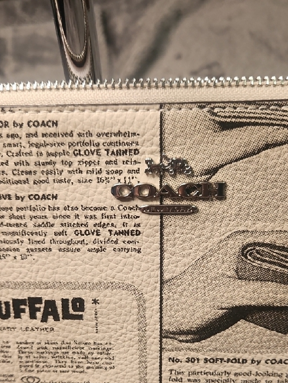 Coach Beige Newspaper Print Zip Wristlet - Picture 2 of 6